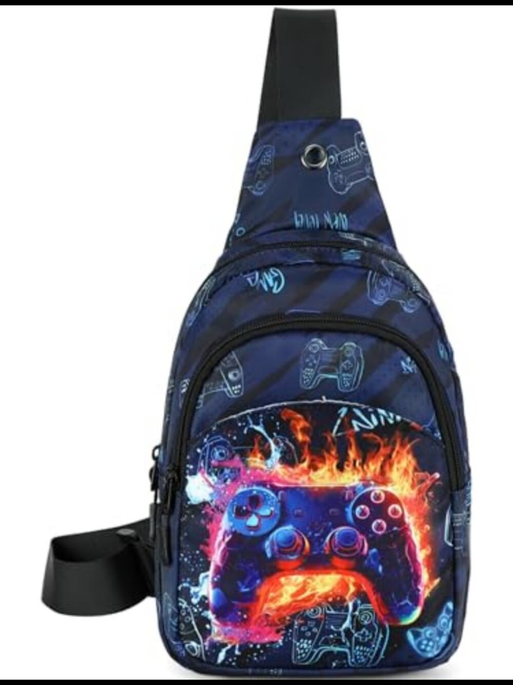 Kids Cartoon Game Controller Sling Bag Crossbody Chest Pack Adjustable Strap